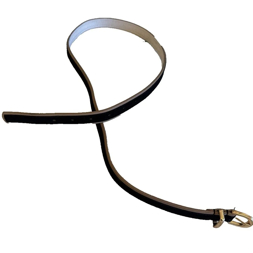 White House Black Market‎ Belt Black Velvet Skinny Gold Buckle Leather Blend XL